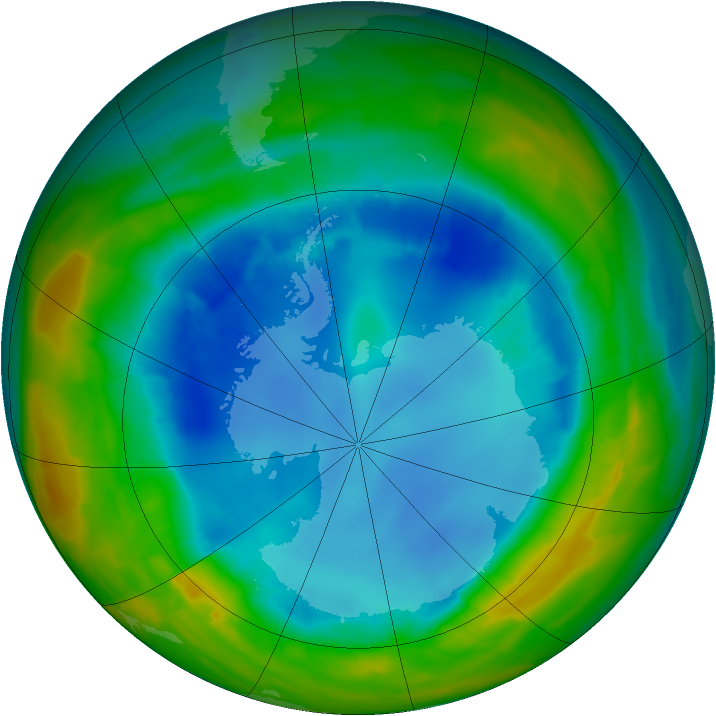 Antarctic ozone map for 16 August 2014